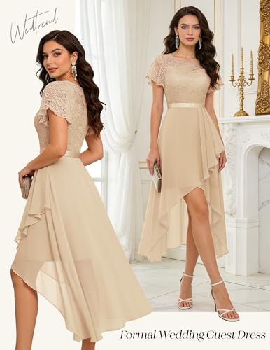 Image of Wedtrend Women's Formal Wedding Guest Dress Ruffle Bridesmaid Dress Flutter Sleeve Prom Dresses for Teens