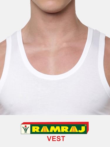 Image of RAMRAJ COTTON Men Round Neck Sleeveless Banian | White Soft Cotton | Quick Moisture & Sweat Absorbant Inner Vest