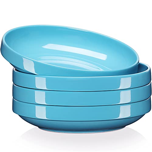 LOVECASA 1250ml Assiette Creuse en Porcelaine | Assiette à Soupe Bleu Marine | Ø20.7 x H4.5 cm | Écologique - Lavable au Lave-Vaisselle - Ultra Léger | 4 Pièces Cover
