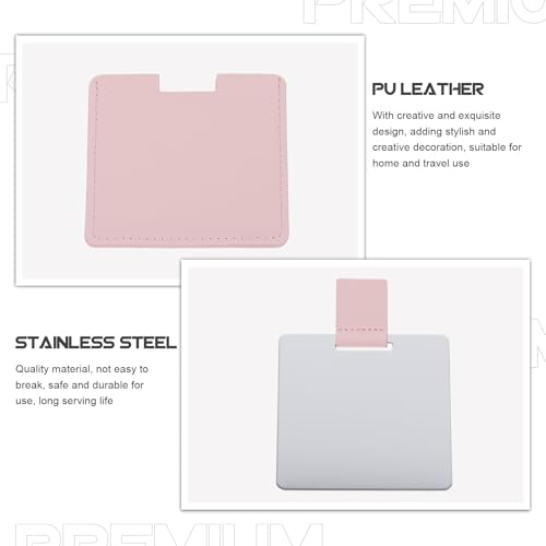 Espejo de Maquillaje Portátil de Acero Inoxidable Rosado 2 Piezas miniatura 3