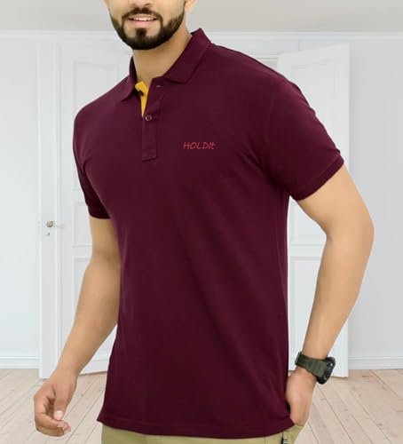 Image of TAZO Mens Cotton Polo Neck Half Sleeve Solid Regular Fit Casual Tshirt