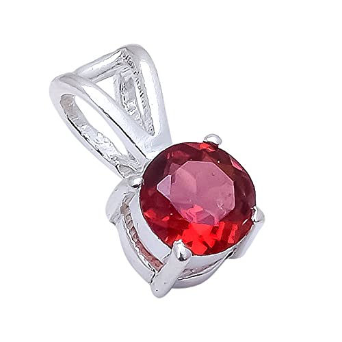 Garnet Natural Gemstone 925 Sterling Silver Pendant(0.6 gm)-image-5