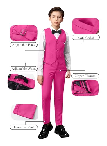 Image of Toddler Suits Slim Fit Suit for Boys,Formal Tuxedo Ring Bearer Outfit Kids Dress Clothes for Wedding,Adjustable Waist