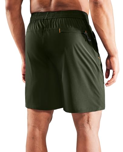 Image of MIER Men's Quick Dry Running Shorts with Zipper Pocket Elastic Waist Athletic Workout Exercise Shorts