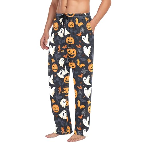 Pumpkin Spirits Men's Cotton Pajama Pants with Pockets and Drawstring Comfortable and Stylish,S4