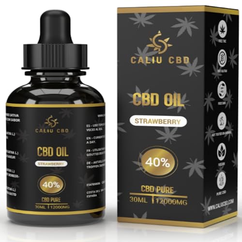 CALIU CBD | Olio di CBD Puro 40% 12000 MG 30 ML | Olio di Canapa con Cannabidiolo Premium | 0% THC | Aroma Fragola | Alta Qualità GMP | Made in UE | Formula Naturale oil
