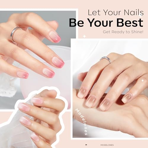 Image of modelones Gel Nail Polish 6 Colors Transparent Jelly Milky White Sheer Pink Neutral Nude Gel Polish Nail Soak off Nail Polish French Nail Art Manicure DIY Home Salon Gift for Women