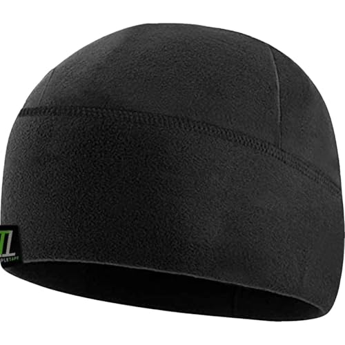 Temple Tape Tactical Fleece Watch Cap Beanie Skull Cap Fleece Hat - Black - One Size (Fits Most Heads)