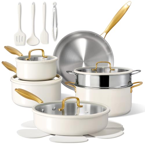 Image of CAROTE 18 PCS Stainless Steel Cookware Set, Pots and Pans Set
