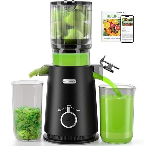 Juicer Machines Easy to Clean, with Wide Mouth & Large Feed Chute, Professional Cold Press Juicer For Whole Fruits & Vegetables, Self Feeding for Juice Extractor Machine, High Juice Yield