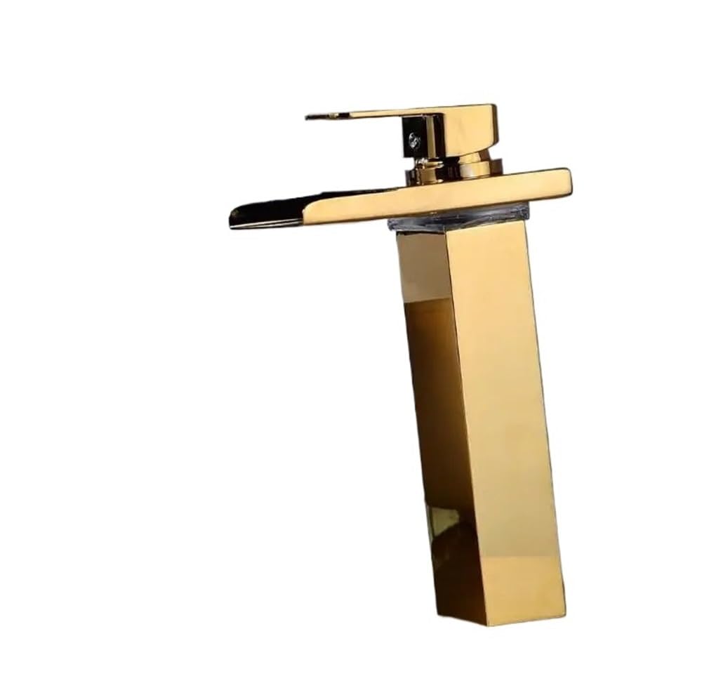 Blyqxs Gold 2 European Gold/Black Basin Faucet Bathroom Led Waterfall Faucet Wash Basin, Hot And Cold Copper Faucet Bathroom Faucet A1015(Gold 2)