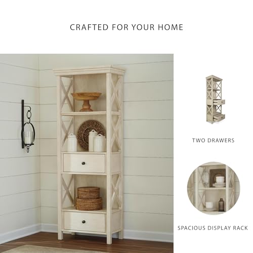 Image of Signature Design by Ashley Bolanburg Display Cabinet Bookcase, Tall White