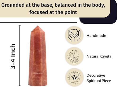 Image of Crystal Heaven Certified Strawberry Quartz Crystal Tower Obelisk Point For Chakra, Healing & Balancing - AAA Grade Original Certified Gemstone Agate For Reiki Meditation Yoga Spiritual (3-4 Inches)