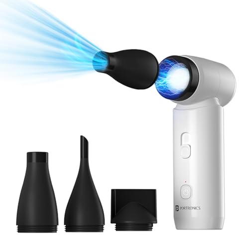Image of Portronics Tez, Mini Handheld High Speed Air Blower, Stepless Regulation, Rechargeable Type-C, for Cleaning Computers, Cars, Backyard and Home Appliances, Cordless & Compact, Up to 80000 RPM