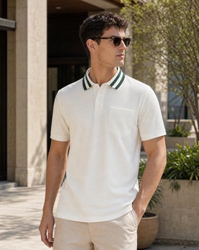 Image of Nobero Striped Collar Regular Fit Polo T Shirt for Men | Polo t-Shirts for Men | Regular Fit | Striped Collar | Premium Fabric | Casual & Smart Casual
