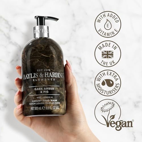 Baylis & Harding Dark Amber & Fig Elements Hand Wash, 500 ml (Pack of 3) - Vegan Friendly - Image 4