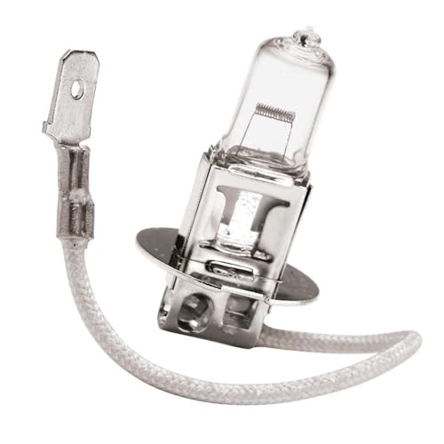 Krawehl - Bombilla H-3, Lámpara Halógena, Luz Blanca y Potente, 12 V y 55 W, Bombilla para Faros Delanteros de Coche o Moto, Luces de Cruce y Carretera, Antinieblas Delanteros