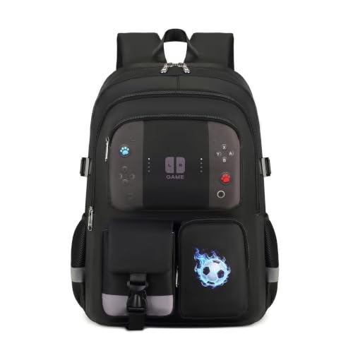 Image of Boys Backpack for School Kids Schoolbag Teens Student Book Bag | Teen Boys Elementary Middle School Backpack Waterproof College Student Bookbag Children Waterproof Laptop Bag Black