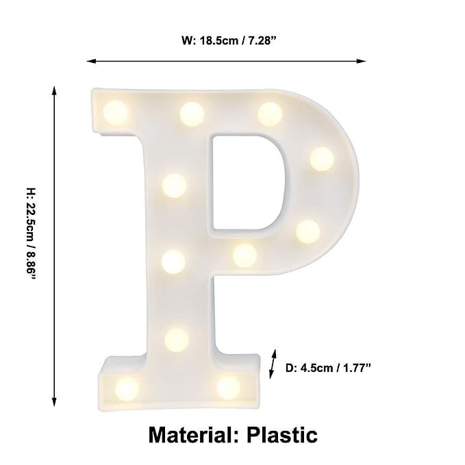 Image of Beeban Marquee P Alphabet Shaped LED Light Lamp for Decoration Decore Walls Hanging Birthday Party Wedding (P)