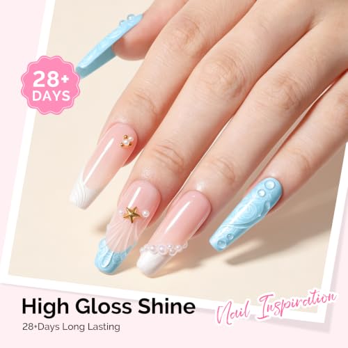 Image of MelodySusie Baby Blue Pearl Gel Nail Polish,0.5fl oz Soak Off UV LED Drawing Shimmer Gel Polish Soak Off Swirl Shell Thread Effect Gifts for Women Nail Art Manicure Salon DIY Nail Design-A1115