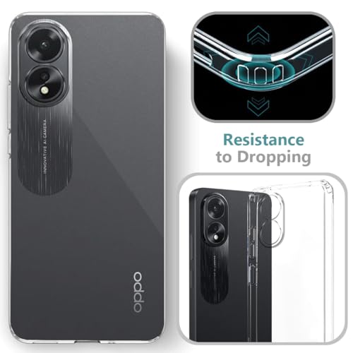 Image of Fashionury Crystal Clear Case for Oppo A38 | Yellowing Resistance | Transparent TPU Silicone | Raised Camera Lips | Slim Transparent Cover