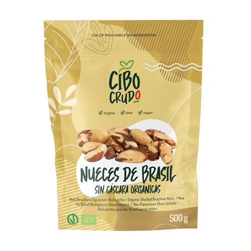 Nueces de Brasil Ecologicas - 500g. Nuez de Brasil Bio Contiene Fibra Proteína Selenio y Minerales. Como Snack o Para Recetas. Para Vegetarianos y Veganos.