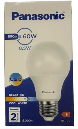 PANASONIC LED E27 8,5W 860LM 6500K Lamba Beyaz I k [Enerji S n f  F]