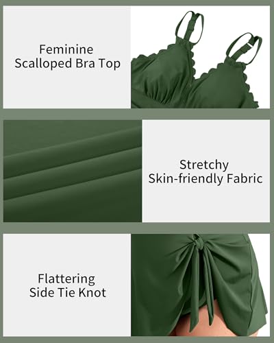 Image of Charmo Plus Size Swimsuit for Women Swim Dress Scalloped One Piece Tummy Control Bathing Suit Ruched Swim Suits 2026