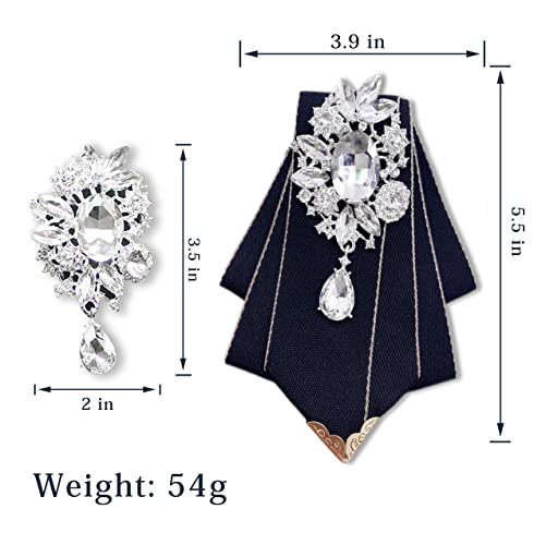 Pretied Bow Tie Brooch for Men Set Silk Vintage Crystal Bowties Men