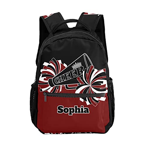 Personalized Custom Cheerleader Black Dark Red Backpack Lightweight Travel Hiking Causual Bag With Name