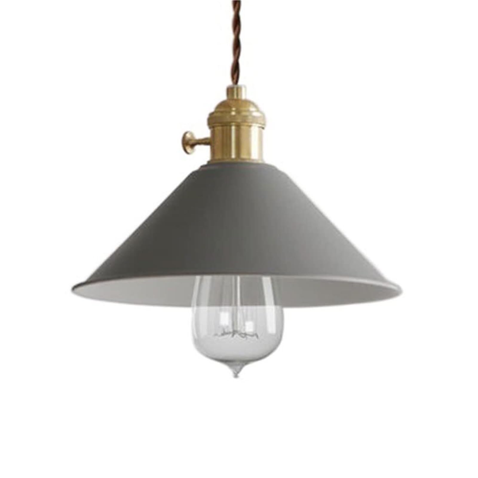 KHUKHU Rustic Hanging Light 10.2" 1-Light Farmhouse Industrial Hanging Lamp Yellow Kitchen Island Pendant Light Barn Edison Lamp E26/E27 Lamp for Home Ceiling Pendant/Table Lamp(A Gray,20CM)