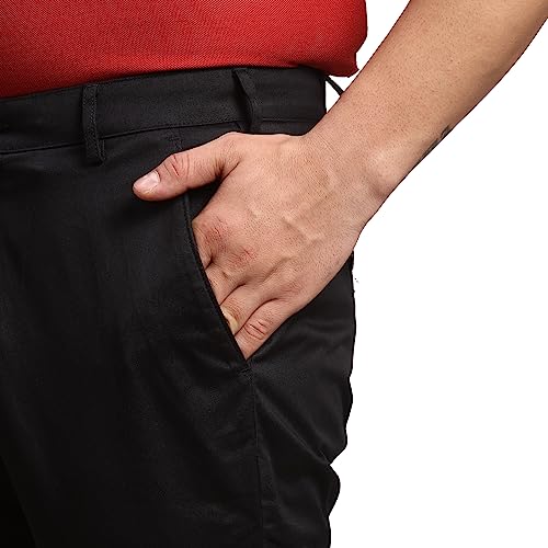 Image of Colorplus Men's Pure Cotton Solid Piece Dyed Pattern Contemporary Fit Flat Front Casual Trouser