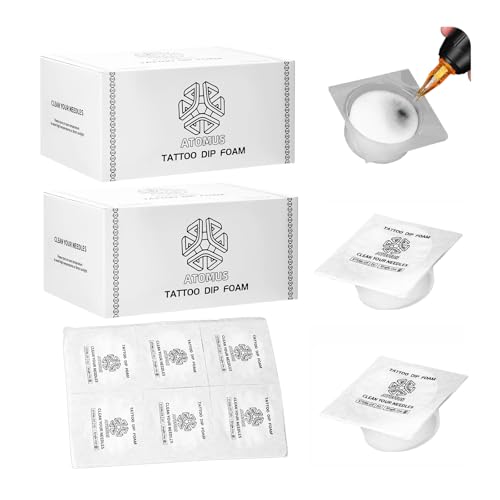 ATOMUS 36pcs Dip Foam Tattoo Needles Cleaning Dip Cups Rinse Caps Tip Rinse Dip Clean Professional Cartridge Needles Dip Foam Cleaning