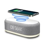 VNBBT 4 in 1 Alarm Clock Digital with wireless charging, 15W Wireless Fast Charger Station for IPhone/Samsung/Pixel,LED Display with Temperature,3 Dimmable Night Light and USB Charger