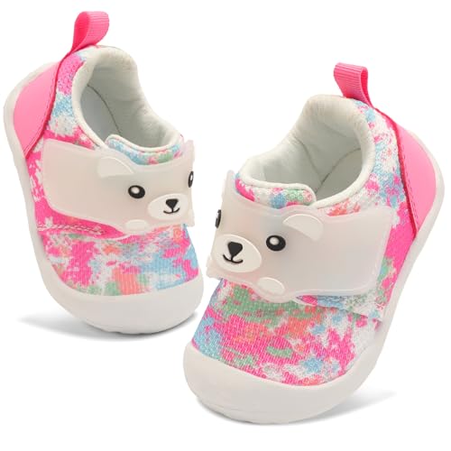 Image of FEETCITY Baby Walking Shoes Wide Baby Shoes Boys Girls Infant Sneakers Crib Shoes Breathable Toddler Barefoot Shoes Slip On Shoes