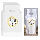 YHNTGB 200 Pcs Handle Drinking Poly Bags Single Cup Clear Plastic Packaging Carriers Take Out Delivery for Beverage Coffee Juice Milk Tea Stores 11 X 6.3 Inch