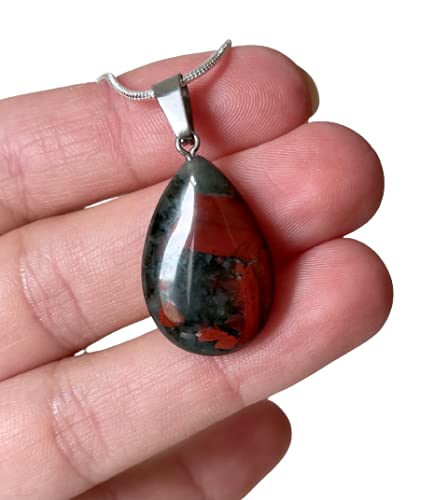 Bloodstone Necklace - Heliotrope Stone - Bloodstone Crystal Choker - Silver Bloodstone - Chakra Healing Gift - Romantic Gift - Mom Gift (18 inch / 45 cm)