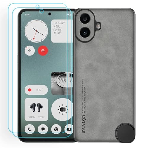 Ytaland for Nothing CMF Phone 1 Case,with 2 x Tempered Glass Screen Protector. (3 in 1) PU Leather Silm Shockproof Bumper Protective Phone Cover (Gray)