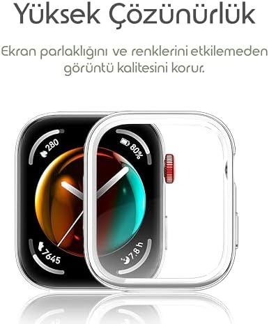 Rongep Huawei Watch Fit 3 için 360° Kasa Koruyucu Yumuşak TPU Kılıf Dokunmatiği ve Netliği Etkilemeyen Fit 3 Ekran Koruyucu Kılıf Darbelere Karşı Huawei Watch Fit3 Ekran Koruma (Şeffaf) - Görsel 5