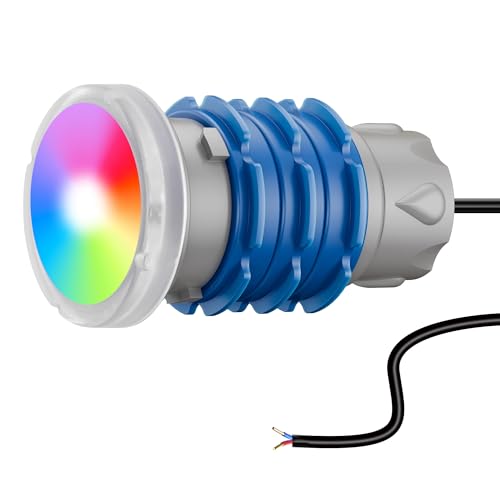 OSREE Mini Luci Piscina LED con Filettatura 1' 1/2, 6W Lampade Piscina RGB Multicolore, 240lm, Ø49mm, 12V AC IP68 Impermeabile Faro per Bocchetta Piscinas Interrate e Cemento, Non Telecomando