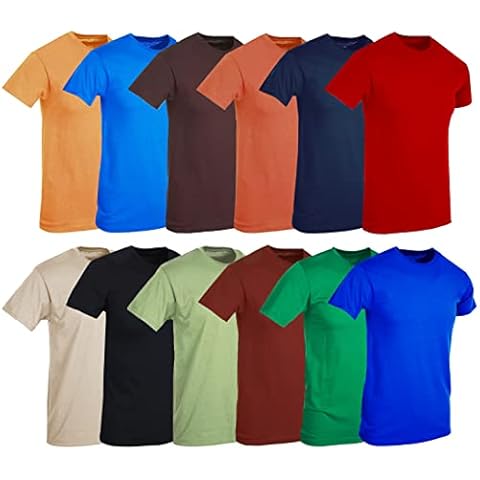 BILLIONHATS 12 Pack Plus Size Men's Cotton T-Shirt Bulk Big & Tall Short Sleeve Lightweight Premium Fitted Classic Tees, Size Large Assorted Cover