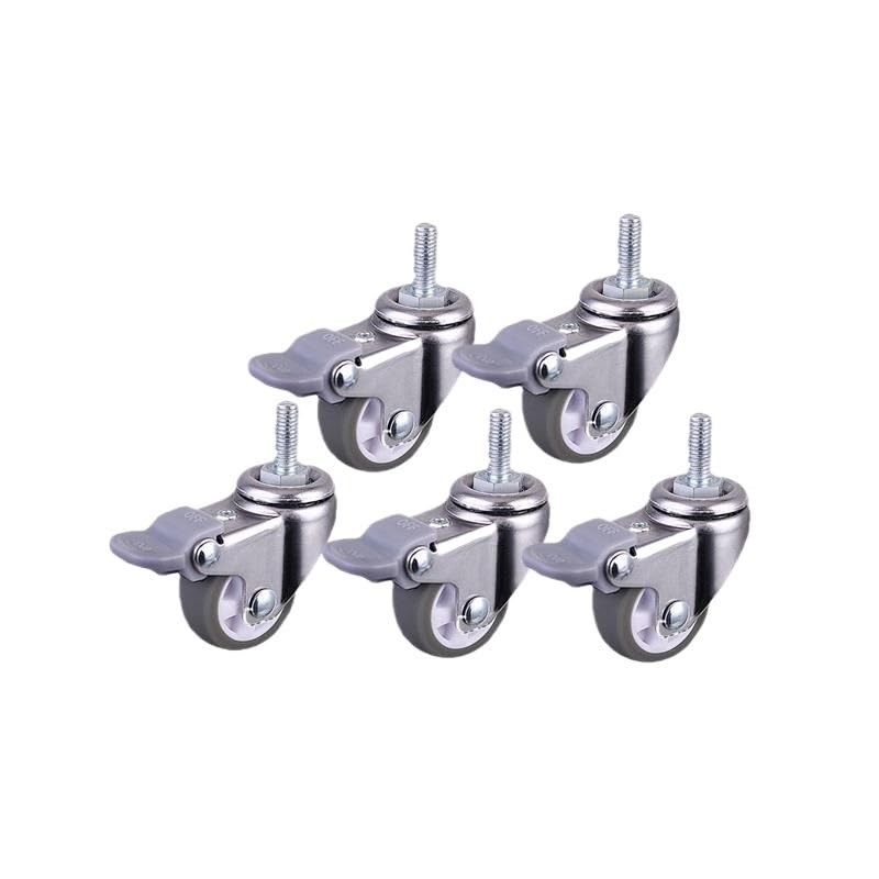 Roulettes pivotantes universelles 2,5 cm lot de 5 grises frein vis M6