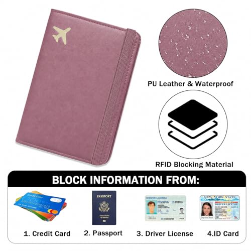 Image of ZOPPEN RFID Blocking Passport Holder for Travel - PU Leather Waterproof Lightweight Passport Cover Wallet for Women Men, Travel Organizer with Card Slots for Airline Tickets & Passport Book, Purple