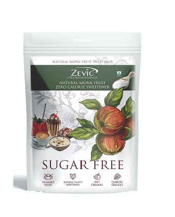 ZEVIC Monk Fruit Sweetener Organic Powder | 100% Natural Sugar Free Powder | Vegan & Zero Calories | Keto Natural Sugar Powder Substitute | Diabetic Friendly Sugarfree White Powder (1 tsp is Equivalent to 1 tsp of Sugar) - 400g (B01M2UYHUE) Amazon Price History, Amazon Price Tracker
