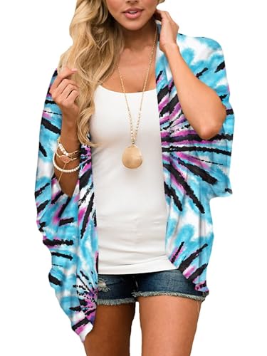 Image of Chunoy Women Floral Beach Wear Cover Up Chiffon Kimono Cardigan Open Front Blouse Top