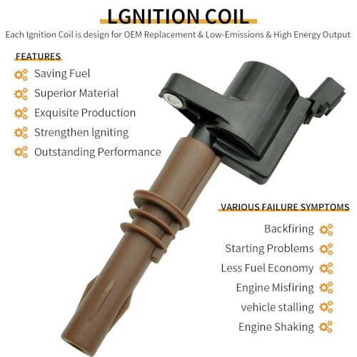 Image of 8 PCS DG521 Ignition Coil Pack Iridium Spark Plugs FD509 Ignition Coils and Spark Plugs Compatible with Ford Expedition Explorer F-150 F-250 F-350 Super Duty Mustang Lincoln, SP509, FD509