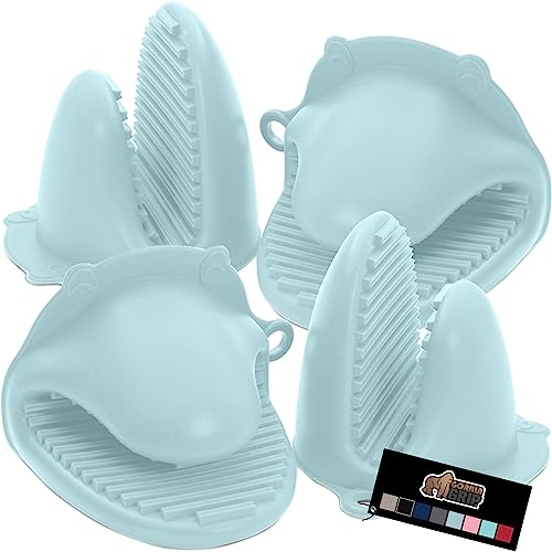 Gorilla Grip Heat And Slip Resistant Silicone Mini Potholders Mitts, Oven Mitt Gloves, Bpa-Free, Textured Design, Better Grip, Hot Plate Holder, Kitchen Finger Grips, Cooking, Waterproof 4 Set, Mint #TOP8
