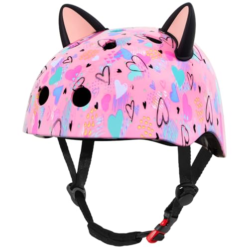 Image of Kids Bike Helmet for Girls 3-5 /5-8 /8-14, Adjustable Helmet with DIY Cat Ears, Cute Toddler Youth Helmets for Skateboard Scooter Cycling Roller Skating