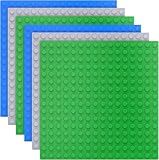 TINGLAND Lot de 6 grands panneaux compatibles avec Duplo, plaque de base Duplo, 25,5 x 25,5 cm, plaque DUPLO pour jouets créatifs préscolaires (vert bleu gris)