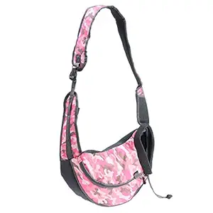 POPETPOP Pet Sling Carrier Bag, Hands-Free Shoulder Bag Carrier for Dogs and Cats, Safe and Comfortable Carry Tote Handbag for Outdoor Travel, 40x22x10cm - Size S (Pink)